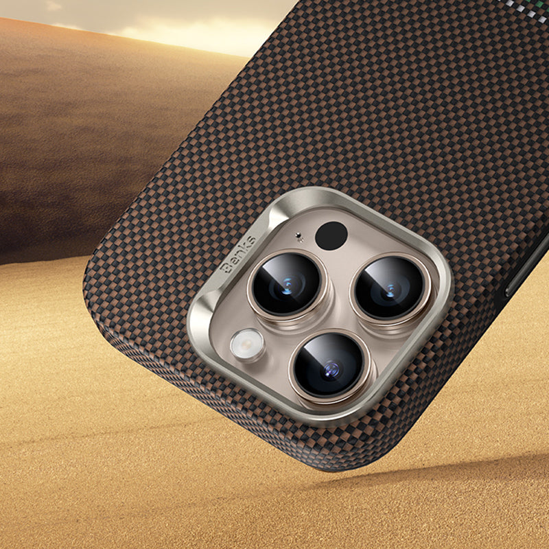 iPhone 16 Pro Max Kılıf M-safe Şarj Özellikli Karbon Fiber Tasarımlı Benks Prestige ArmorPro Kevlar Kılıf