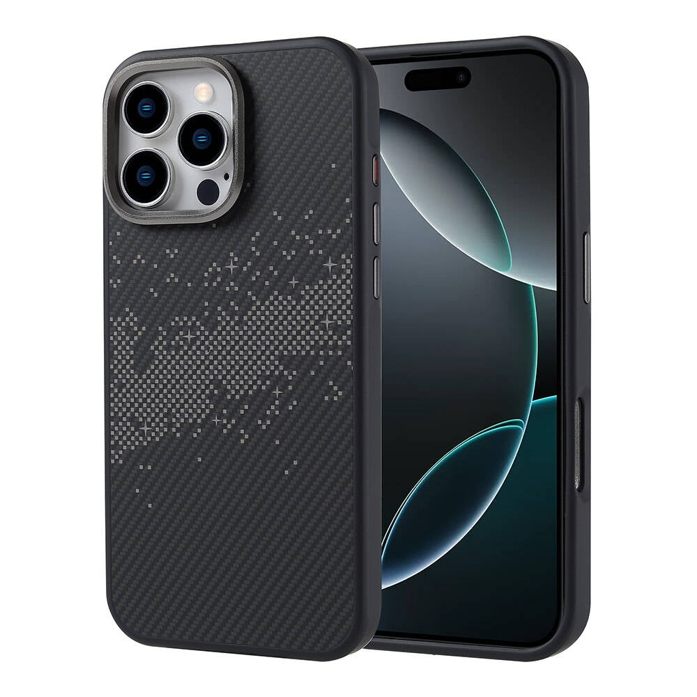 iPhone 16 Pro Max Kılıf M-safe Şarj Özellikli Karbon Fiber Tasarımlı Zore Vave Kılıf