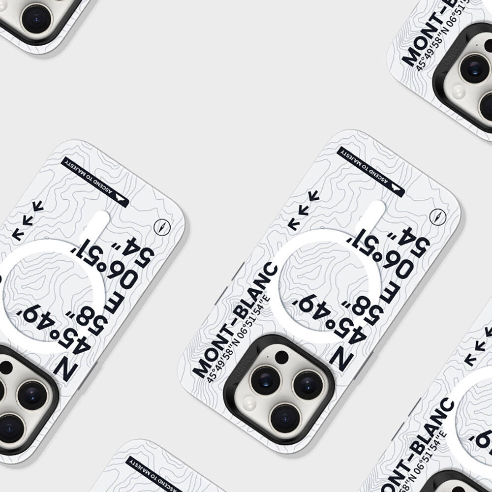 iPhone 16 Pro Max Kılıf M-safe Şarj Özellikli Koordinat Yazı Desenli Benks Summit Serisi Kılıf