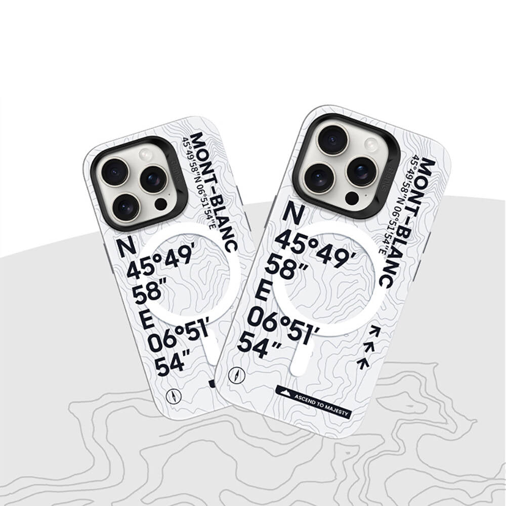 iPhone 16 Pro Max Kılıf M-safe Şarj Özellikli Koordinat Yazı Desenli Benks Summit Serisi Kılıf