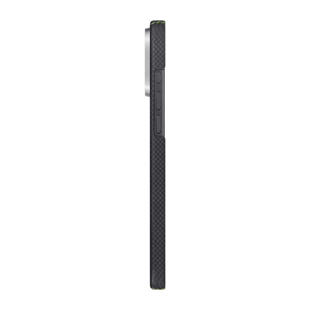 iPhone 16 Pro Max Kılıf M-safe Şarj Özellikli Lumintex Teknolojili Fosforlu Aramid Karbon Fiber Pitaka Tactile Woven Aries Serisi Credit Card Kılıf