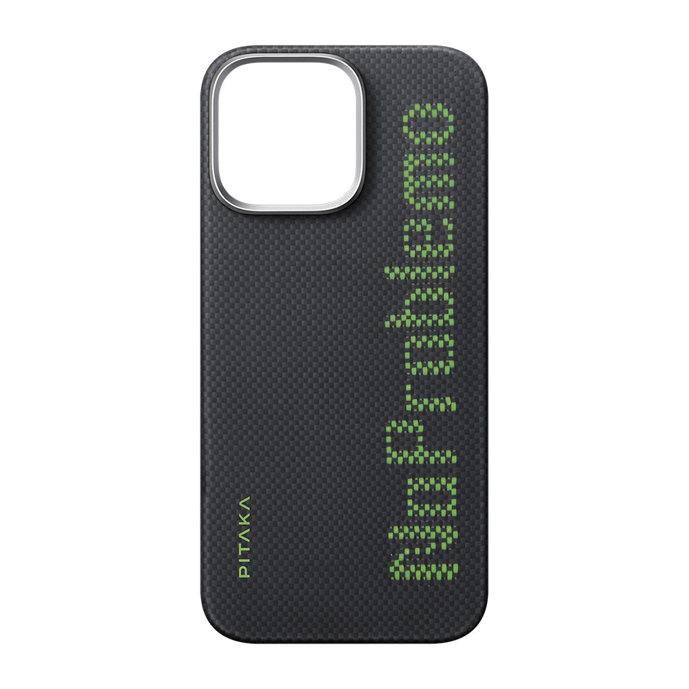 iPhone 16 Pro Max Kılıf M-safe Şarj Özellikli Lumintex Teknolojili Fosforlu Aramid Karbon Fiber Pitaka Tactile Woven Aries Serisi NoProblemo Kılıf