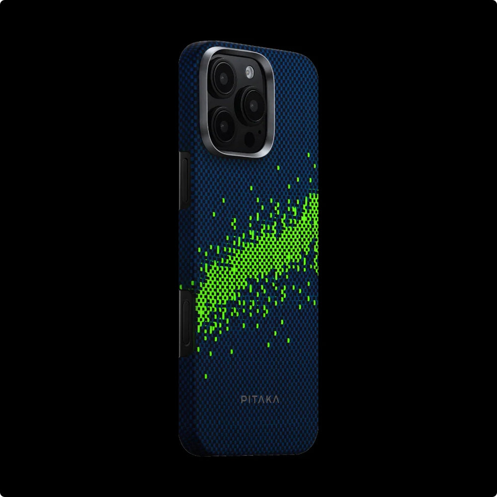 iPhone 16 Pro Max Kılıf M-safe Şarj Özellikli Lumintex Teknolojili Fosforlu Özellikli Aramid Fiber Pitaka Tactile Woven Starpeak Serisi Milky Way Galaxy Kılıf