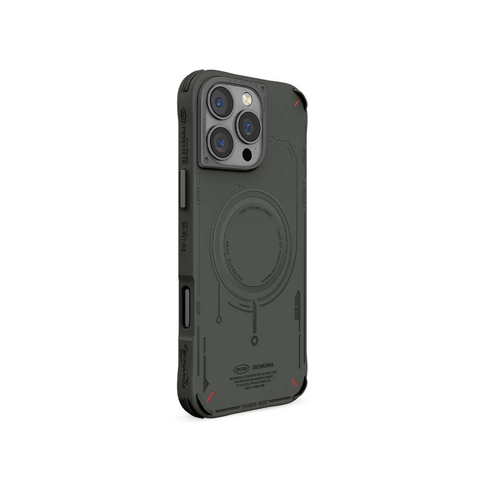 iPhone 16 Pro Max Kılıf M-safe Şarj Özellikli Metal Kamera Çerçeveli Skinarma Mecha Serisi Kılıf