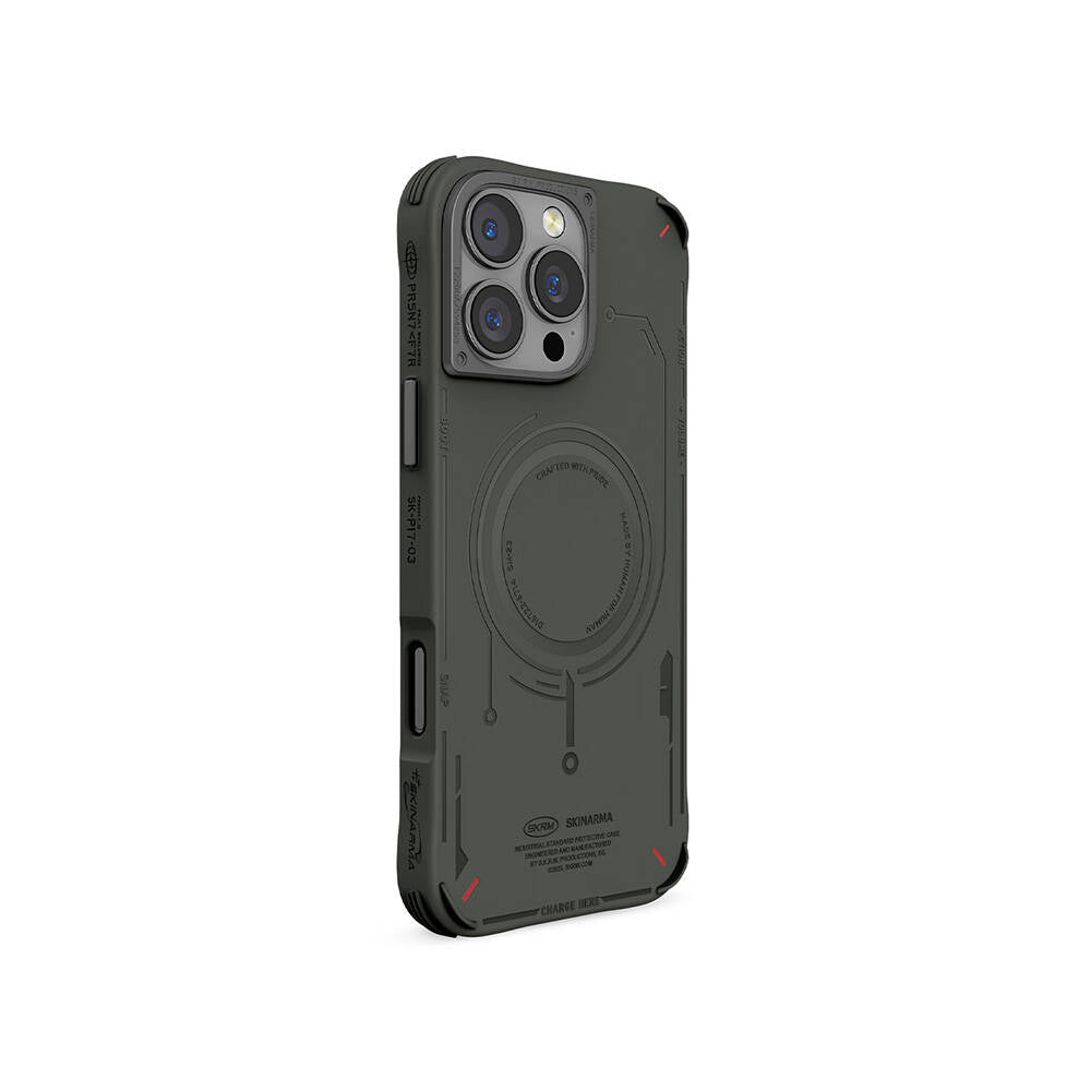 iPhone 16 Pro Max Kılıf M-safe Şarj Özellikli Metal Kamera Çerçeveli Skinarma Mecha Serisi Kılıf