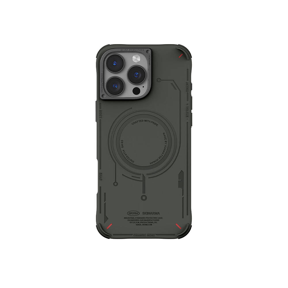 iPhone 16 Pro Max Kılıf M-safe Şarj Özellikli Metal Kamera Çerçeveli Skinarma Mecha Serisi Kılıf