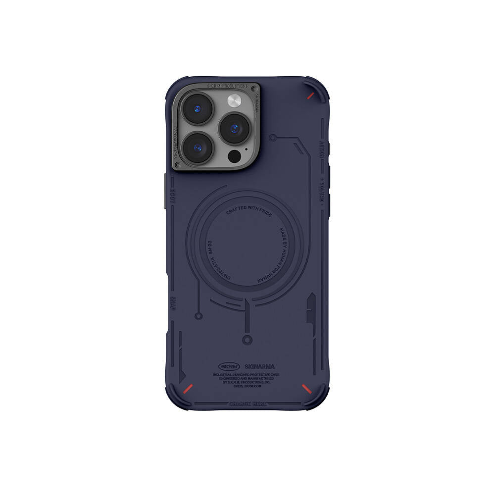 iPhone 16 Pro Max Kılıf M-safe Şarj Özellikli Metal Kamera Çerçeveli Skinarma Mecha Serisi Kılıf