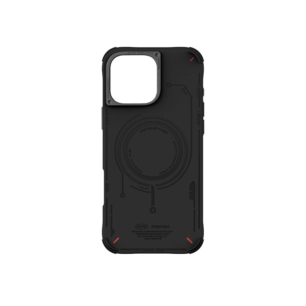 iPhone 16 Pro Max Kılıf M-safe Şarj Özellikli Metal Kamera Çerçeveli Skinarma Mecha Serisi Kılıf