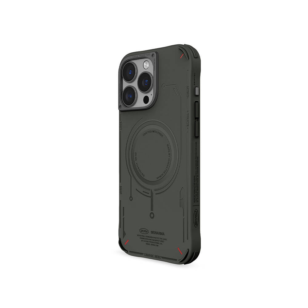 iPhone 16 Pro Max Kılıf M-safe Şarj Özellikli Metal Kamera Çerçeveli Skinarma Mecha Serisi Kılıf
