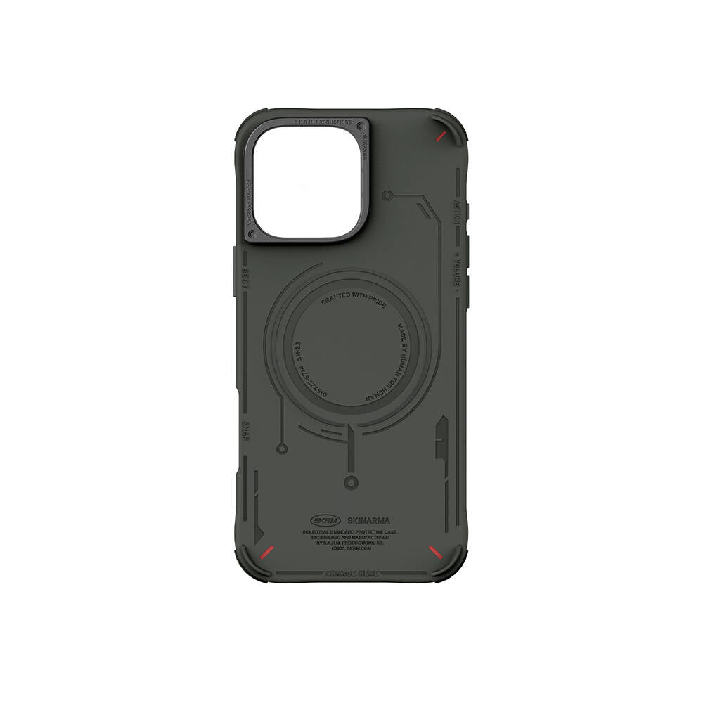 iPhone 16 Pro Max Kılıf M-safe Şarj Özellikli Metal Kamera Çerçeveli Skinarma Mecha Serisi Kılıf