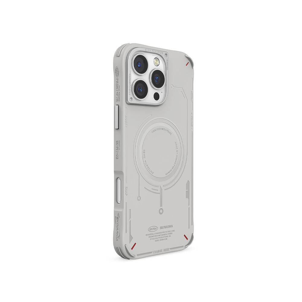 iPhone 16 Pro Max Kılıf M-safe Şarj Özellikli Metal Kamera Çerçeveli Skinarma Mecha Serisi Kılıf