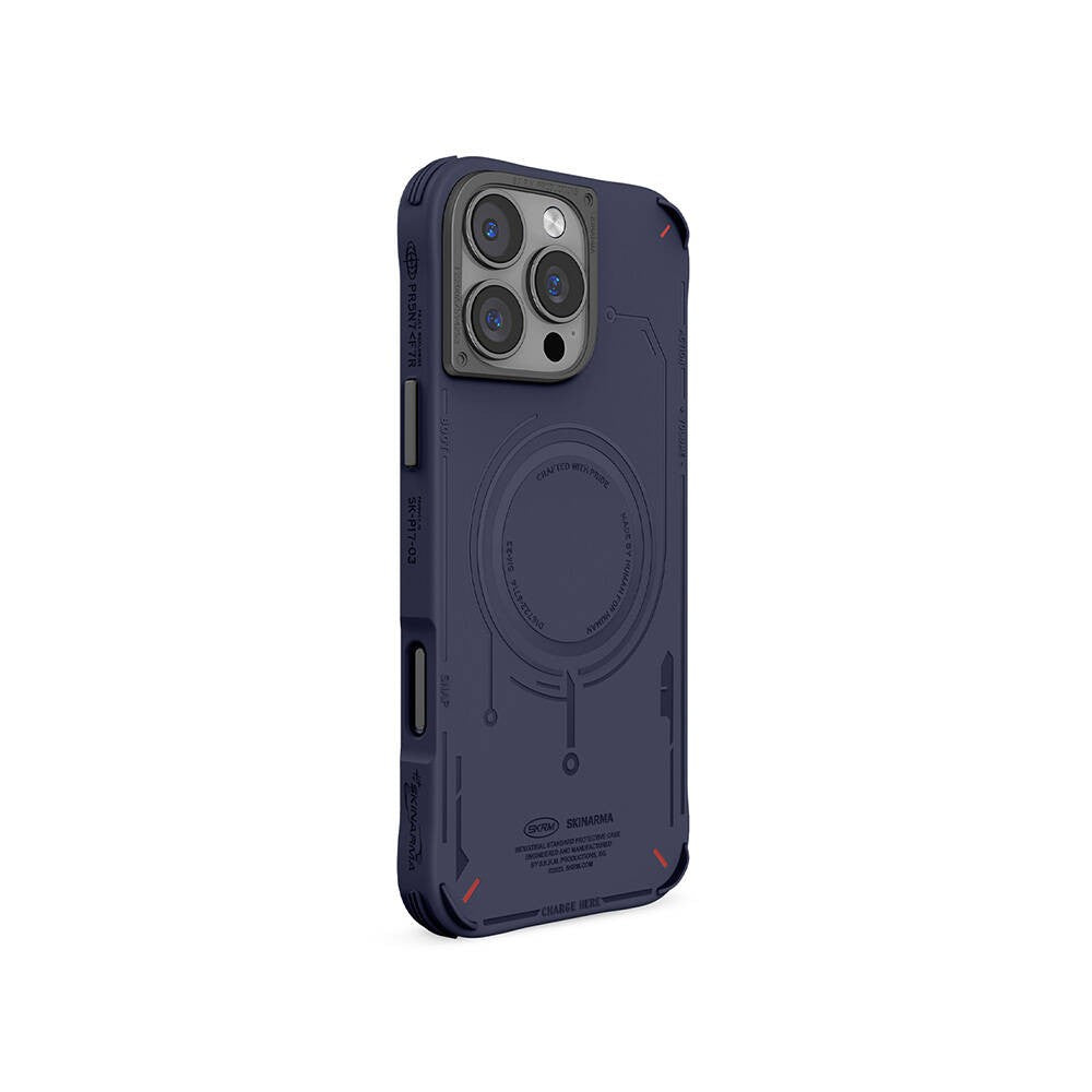 iPhone 16 Pro Max Kılıf M-safe Şarj Özellikli Metal Kamera Çerçeveli Skinarma Mecha Serisi Kılıf