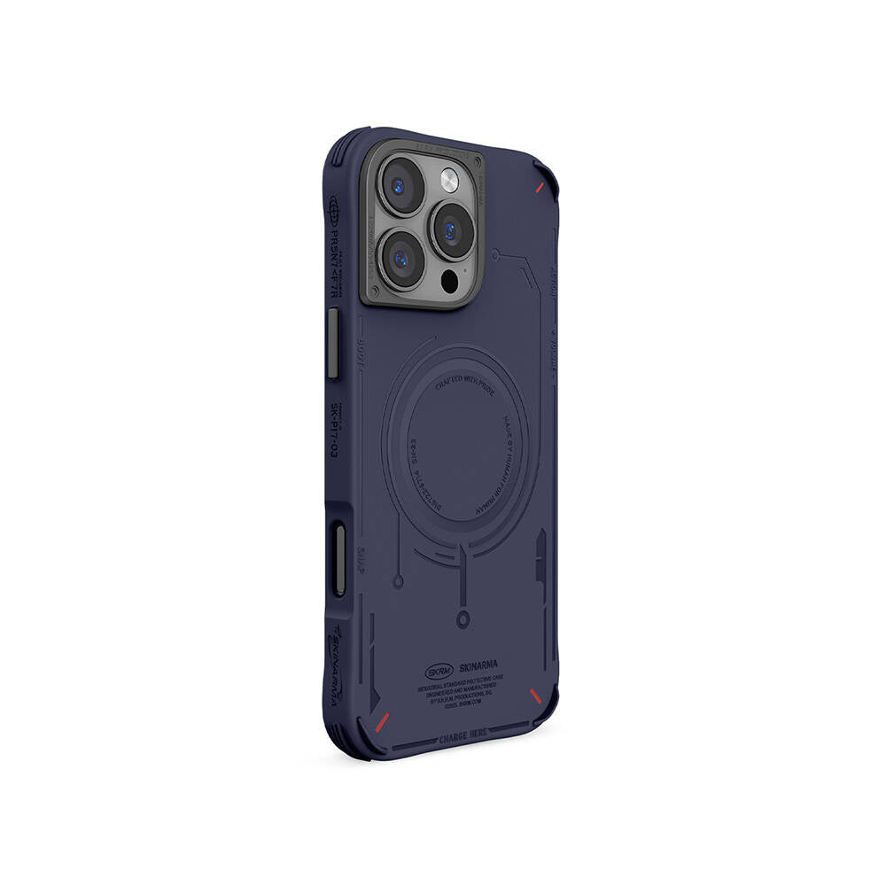 iPhone 16 Pro Max Kılıf M-safe Şarj Özellikli Metal Kamera Çerçeveli Skinarma Mecha Serisi Kılıf