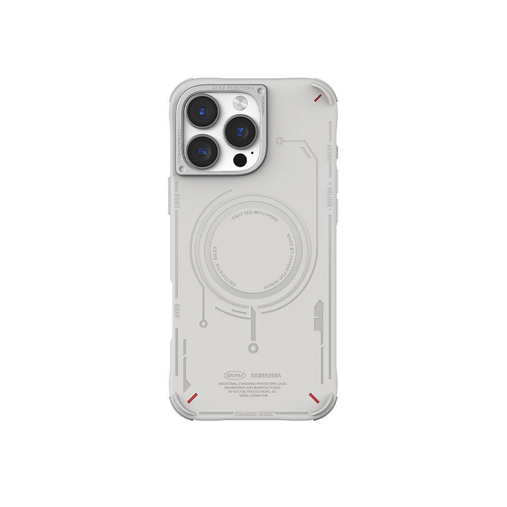 iPhone 16 Pro Max Kılıf M-safe Şarj Özellikli Metal Kamera Çerçeveli Skinarma Mecha Serisi Kılıf