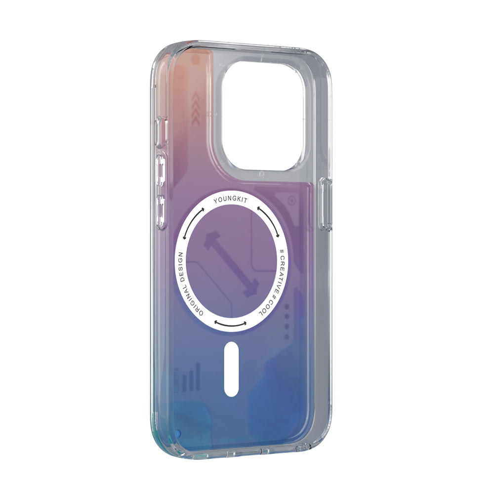 iPhone 16 Pro Max Kılıf M-safe Şarj Özellikli Parlak Kumlu Sıvılı Tasarımlı Galaxy Fantasy Serisi Kılıf