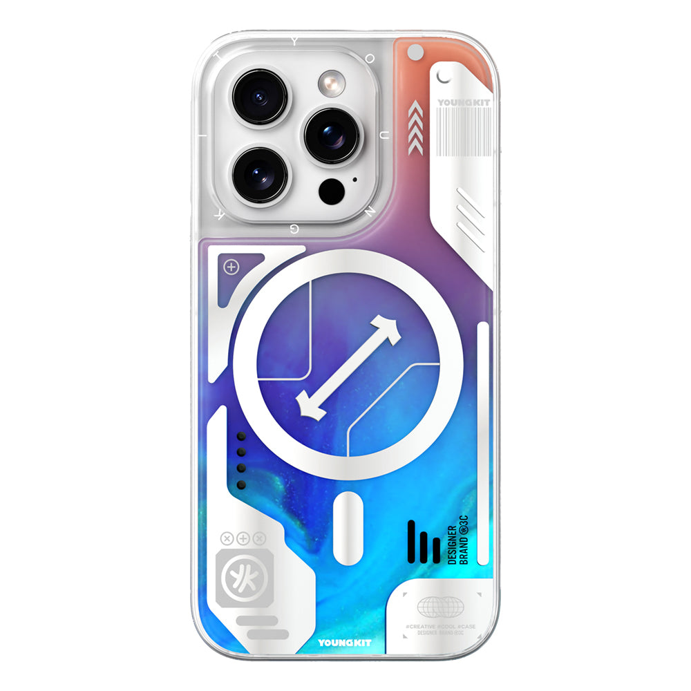 iPhone 16 Pro Max Kılıf M-safe Şarj Özellikli Parlak Kumlu Sıvılı Tasarımlı Galaxy Fantasy Serisi Kılıf