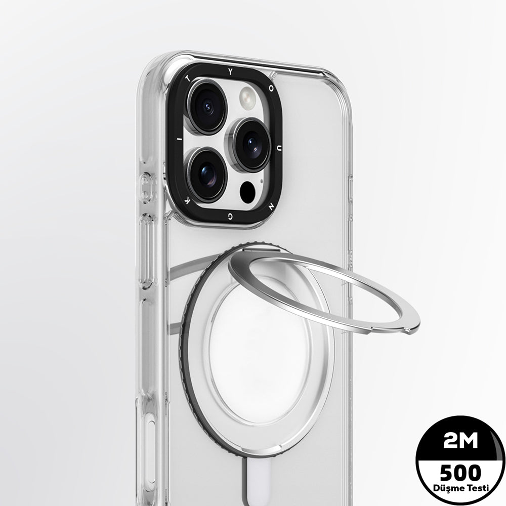 iPhone 16 Pro Max Kılıf M-safe Şarj Özellikli Parmak Ring Standlı Youngkit Pivot Serisi Kılıf