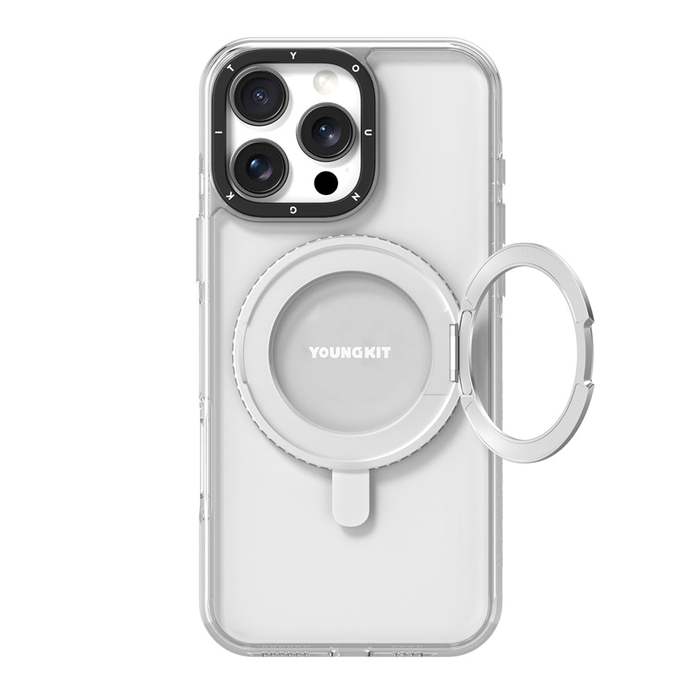 iPhone 16 Pro Max Kılıf M-safe Şarj Özellikli Parmak Ring Standlı Youngkit Pivot Serisi Kılıf
