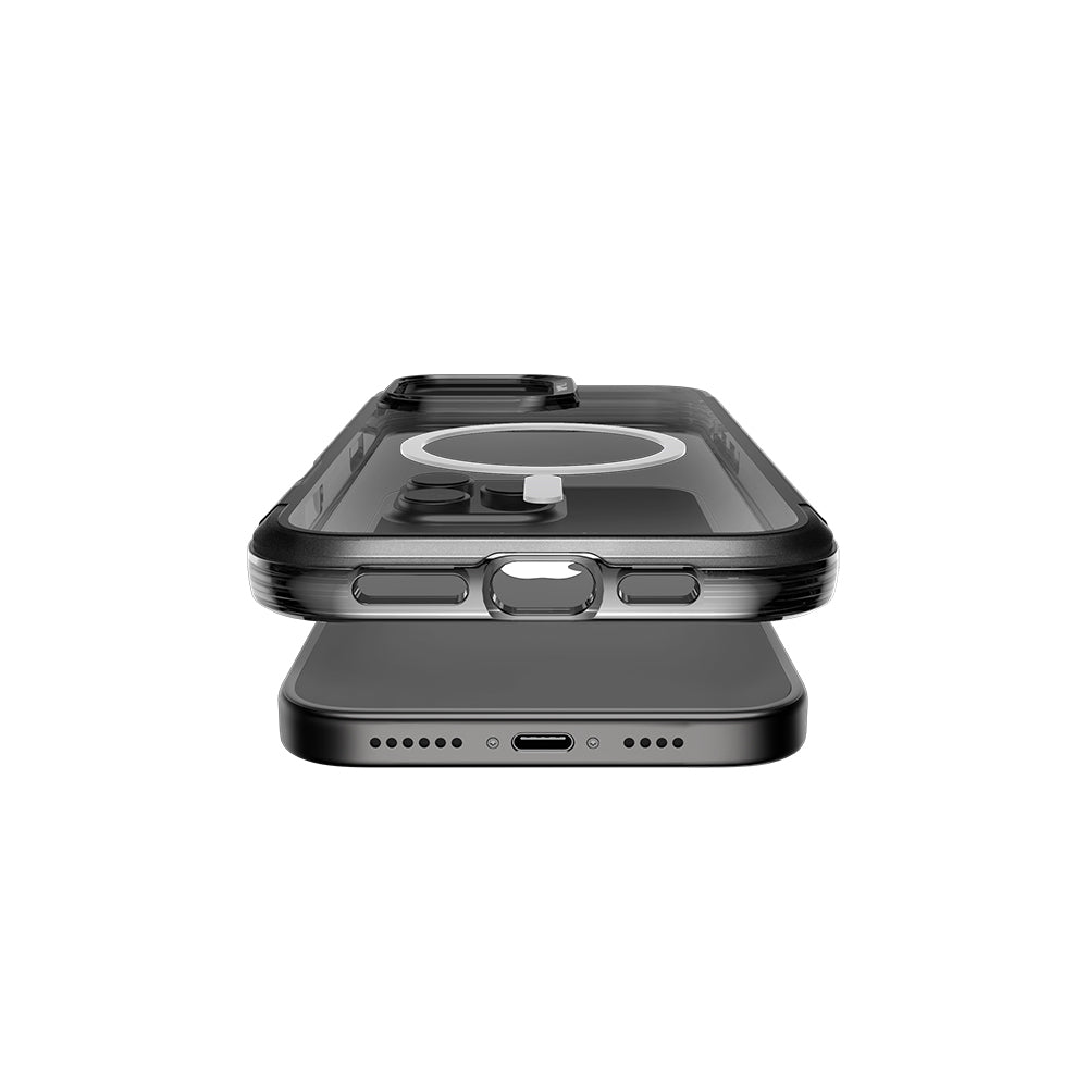 iPhone 16 Pro Max Kılıf M-safe Şarj Özellikli Raptic Air Serisi Airbag Tasarımlı Metal Köşelikli Şeffaf Kılıf