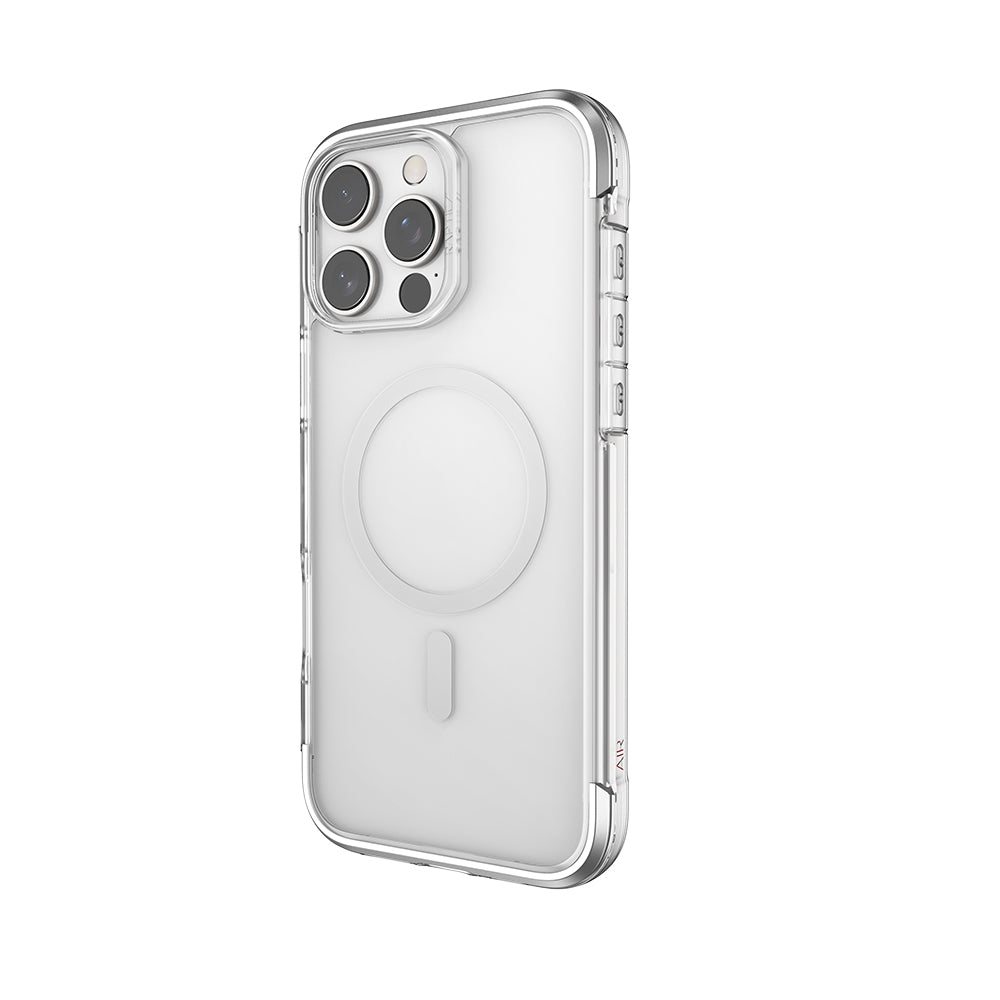 iPhone 16 Pro Max Kılıf M-safe Şarj Özellikli Raptic Air Serisi Airbag Tasarımlı Metal Köşelikli Şeffaf Kılıf