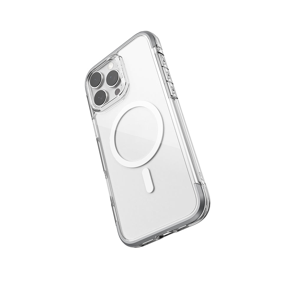 iPhone 16 Pro Max Kılıf M-safe Şarj Özellikli Raptic Air Serisi Airbag Tasarımlı Metal Köşelikli Şeffaf Kılıf