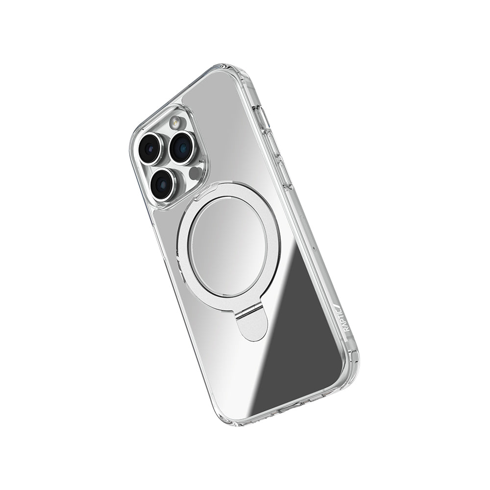 iPhone 16 Pro Max Kılıf M-safe Şarj Özellikli Raptic Air Stand Serisi Aynalı Arka Yüzey Standlı Kılıf