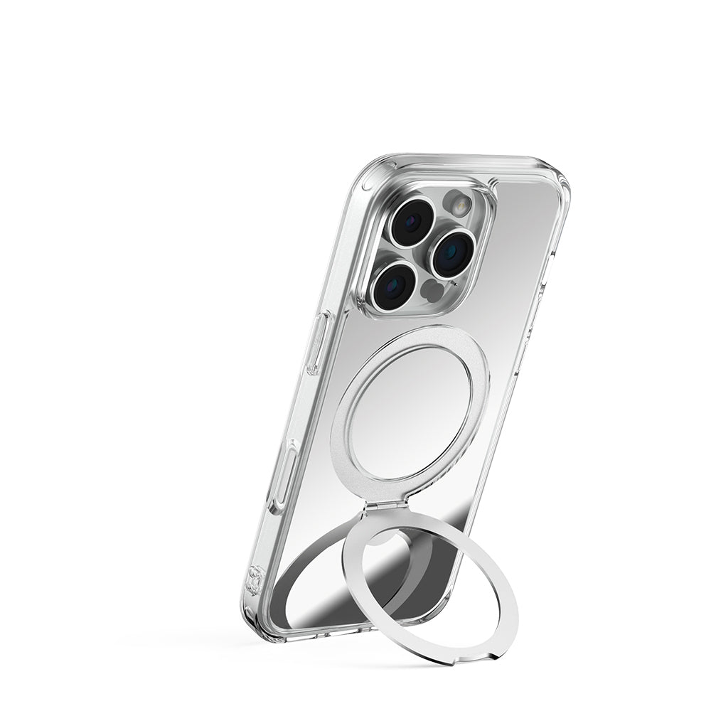 iPhone 16 Pro Max Kılıf M-safe Şarj Özellikli Raptic Air Stand Serisi Aynalı Arka Yüzey Standlı Kılıf