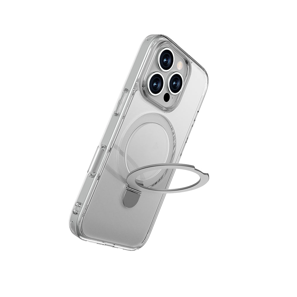 iPhone 16 Pro Max Kılıf M-safe Şarj Özellikli Raptic Air Stand Serisi Buzlu Transparan Tasarımlı Standlı Kılıf