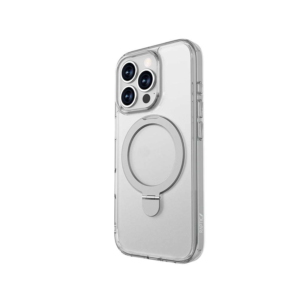 iPhone 16 Pro Max Kılıf M-safe Şarj Özellikli Raptic Air Stand Serisi Buzlu Transparan Tasarımlı Standlı Kılıf