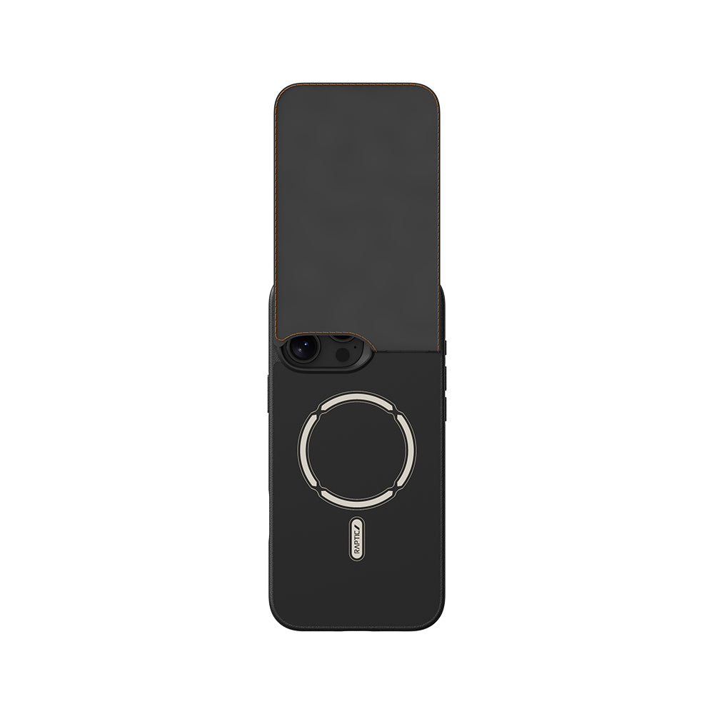 iPhone 16 Pro Max Kılıf M-safe Şarj Özellikli Raptic Slim Wallet Serisi Deri Görünümlü Kartlıklı Standlı Kılıf