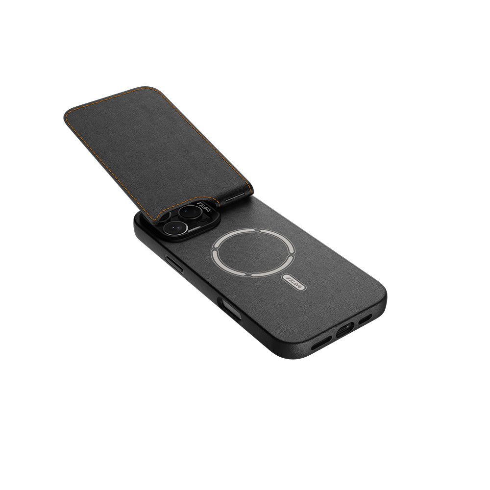 iPhone 16 Pro Max Kılıf M-safe Şarj Özellikli Raptic Slim Wallet Serisi Deri Görünümlü Kartlıklı Standlı Kılıf