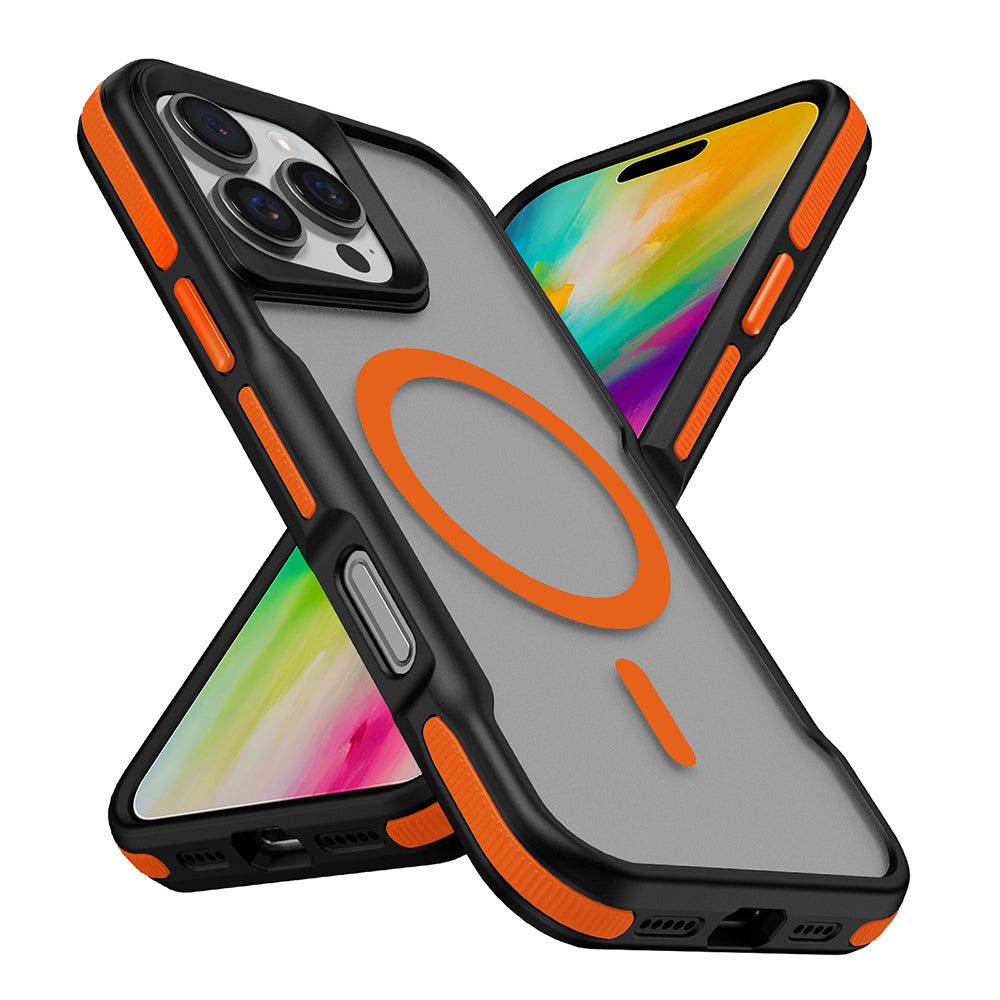 iPhone 16 Pro Max Kılıf M-safe Şarj Özellikli Renkli Kenar Airbag Şeritli Zore Lamer Kılıf