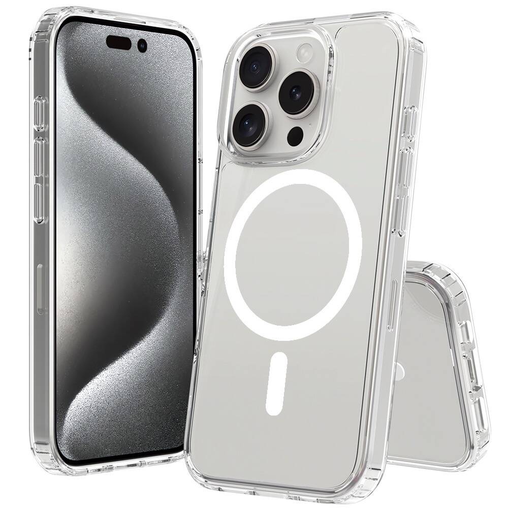 iPhone 16 Pro Max Kılıf M-safe Şarj Özellikli Şeffaf Sert PC Zore Embos Kılıf