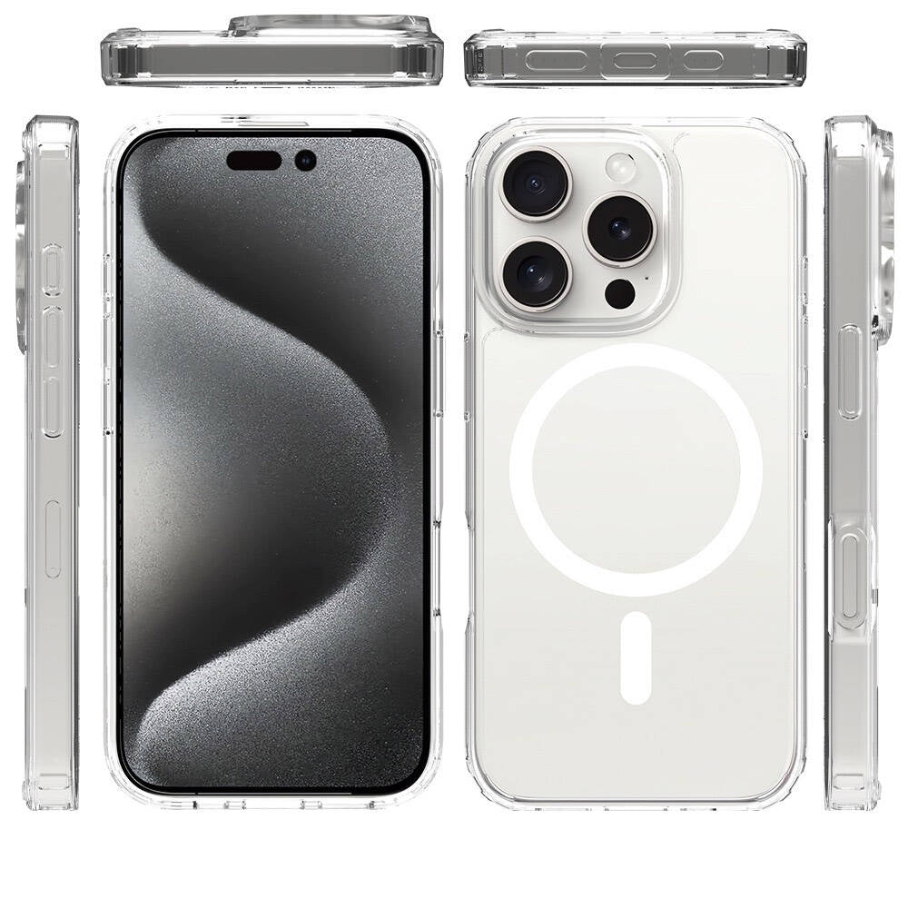 iPhone 16 Pro Max Kılıf M-safe Şarj Özellikli Şeffaf Sert PC Zore Embos Kılıf