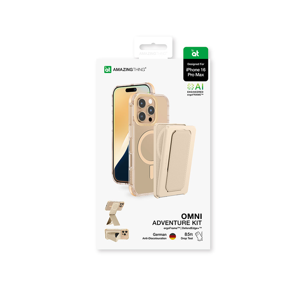 iPhone 16 Pro Max Kılıf M-safe Şarj Özellikli Standlı Set Amazingthing Omni Adventure Serisi Kılıf