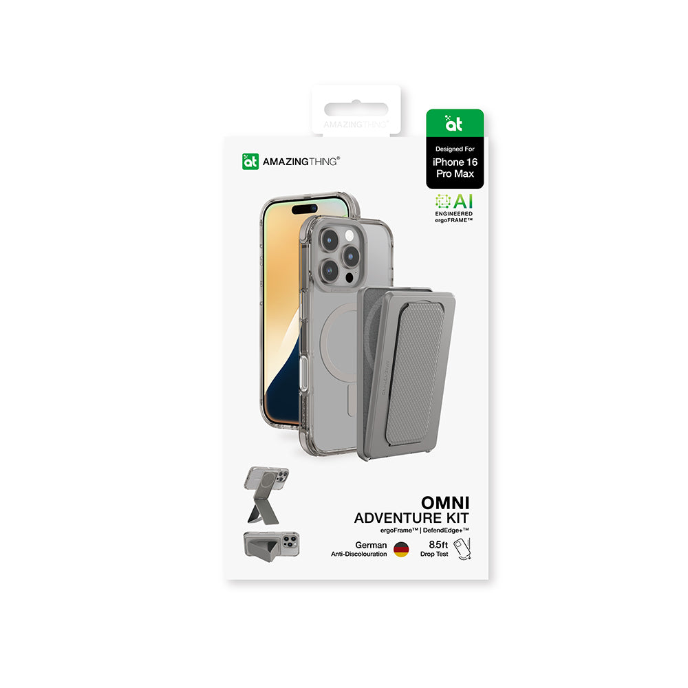 iPhone 16 Pro Max Kılıf M-safe Şarj Özellikli Standlı Set Amazingthing Omni Adventure Serisi Kılıf