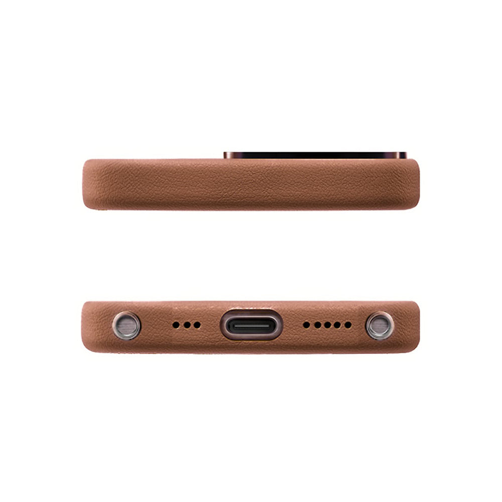 iPhone 16 Pro Max Kılıf M-safe Şarj Özellikli Standlı Suni Deri Tasarımlı Pynana Dancing Circle Serisi Kılıf