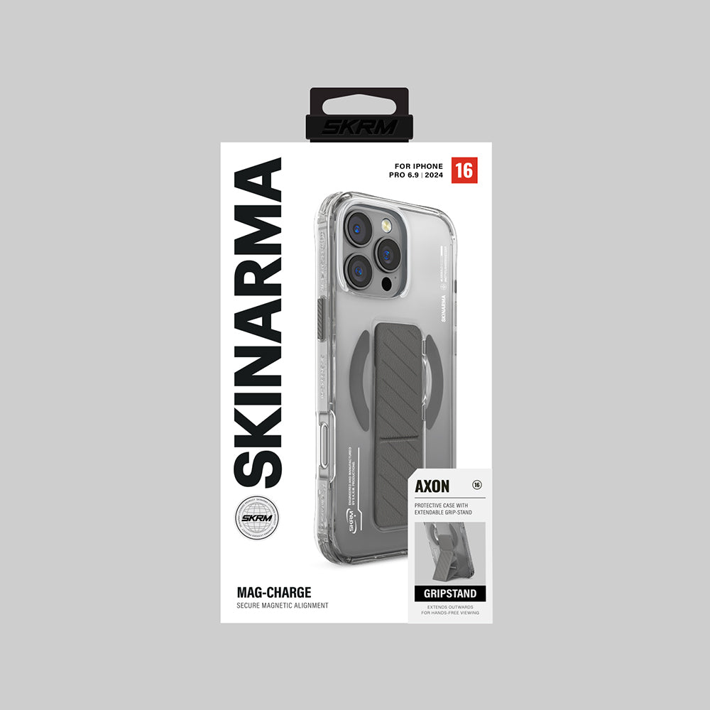 iPhone 16 Pro Max Kılıf M-safe Şarj Özellikli Teknoloji Desenli Standlı Skinarma Axon Kılıf