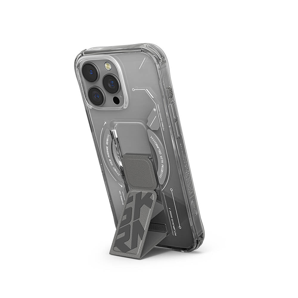 iPhone 16 Pro Max Kılıf M-safe Şarj Özellikli Teknoloji Desenli Standlı Skinarma Helio Kılıf