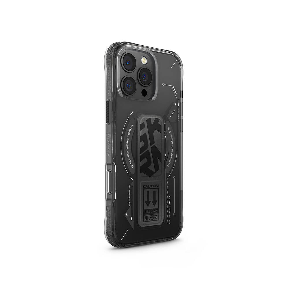 iPhone 16 Pro Max Kılıf M-safe Şarj Özellikli Teknoloji Desenli Standlı Skinarma Helio Kılıf