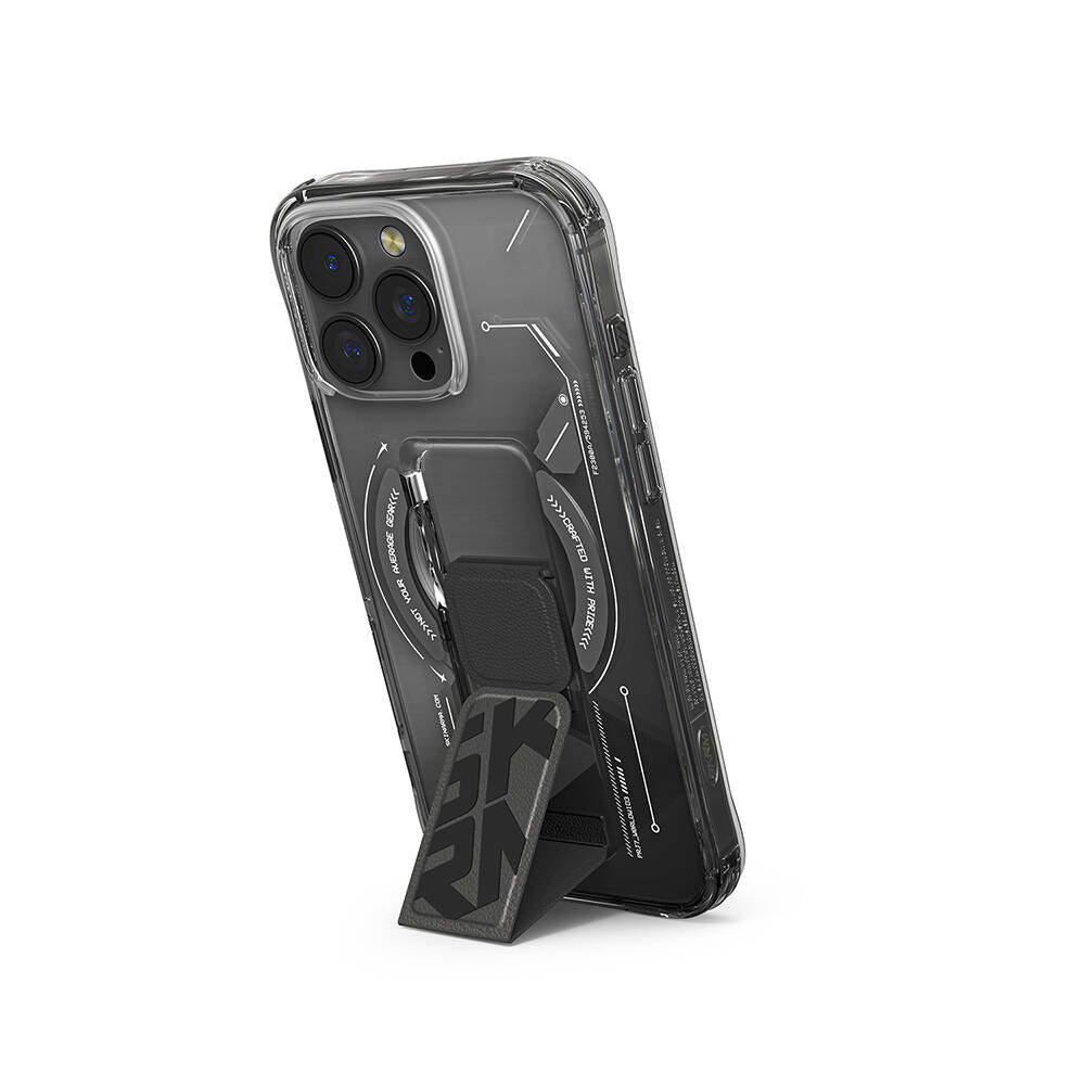iPhone 16 Pro Max Kılıf M-safe Şarj Özellikli Teknoloji Desenli Standlı Skinarma Helio Kılıf