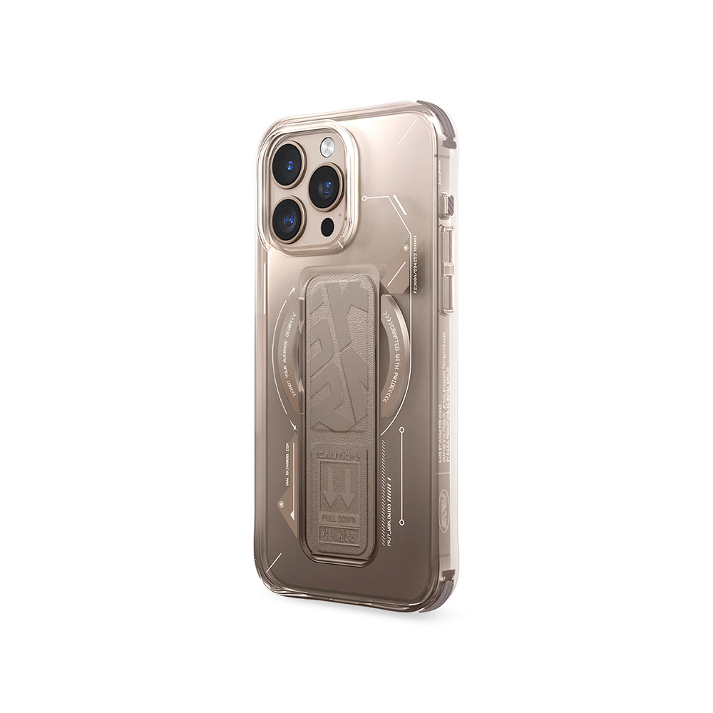 iPhone 16 Pro Max Kılıf M-safe Şarj Özellikli Teknoloji Desenli Standlı Skinarma Helio Kılıf