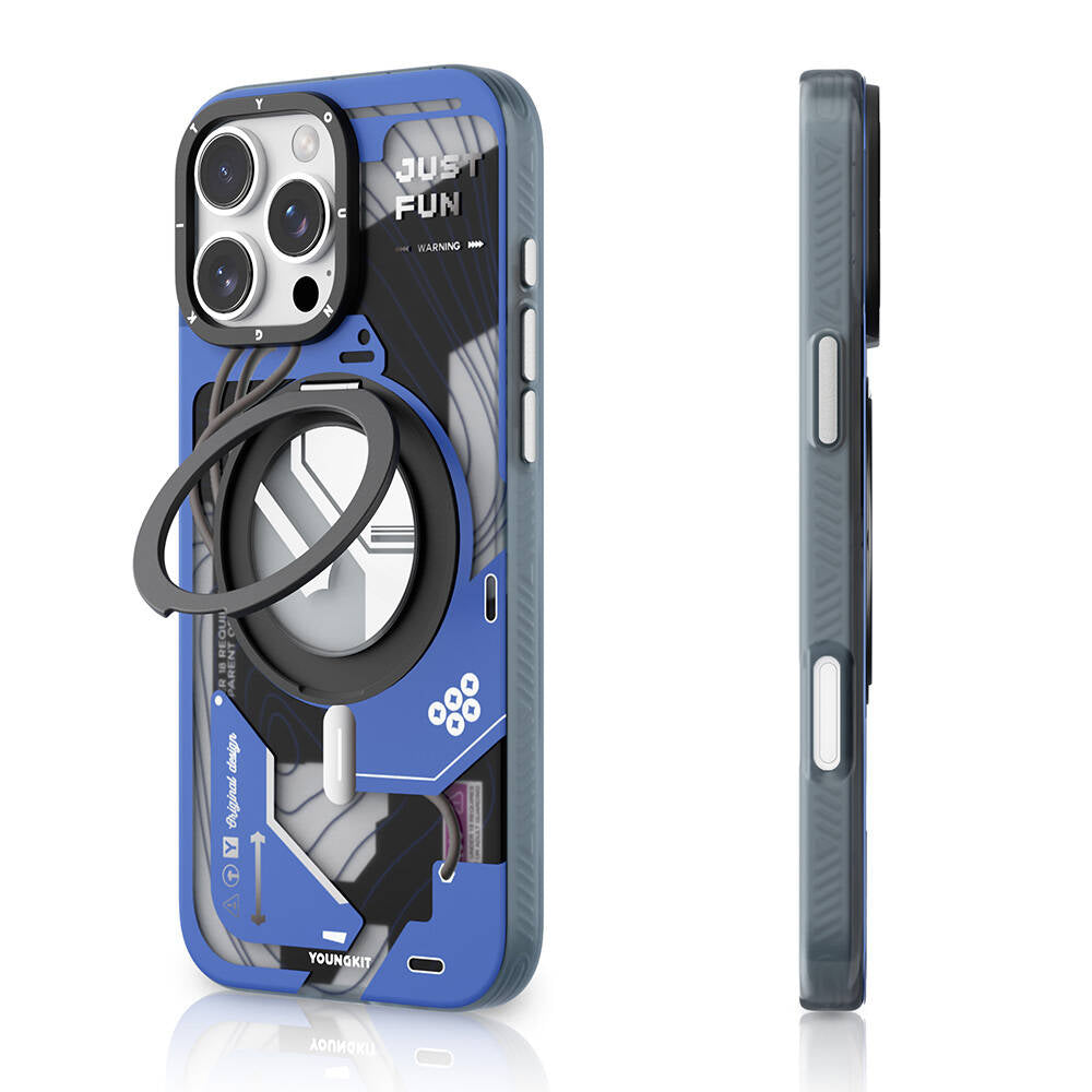 iPhone 16 Pro Max Kılıf M-safe Şarj Özellikli Youngkit 360° Standlı Starship Serisi Kılıf