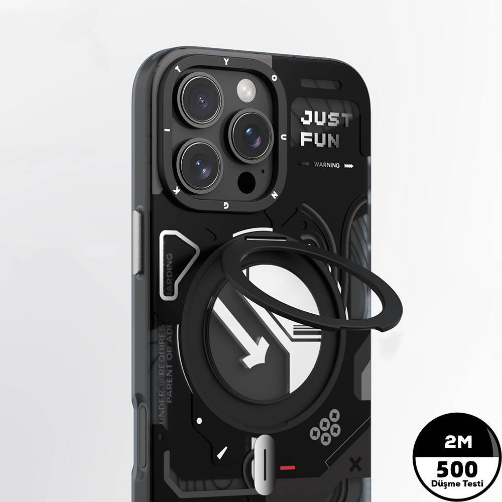 iPhone 16 Pro Max Kılıf M-safe Şarj Özellikli Youngkit 360° Standlı Starship Serisi Kılıf