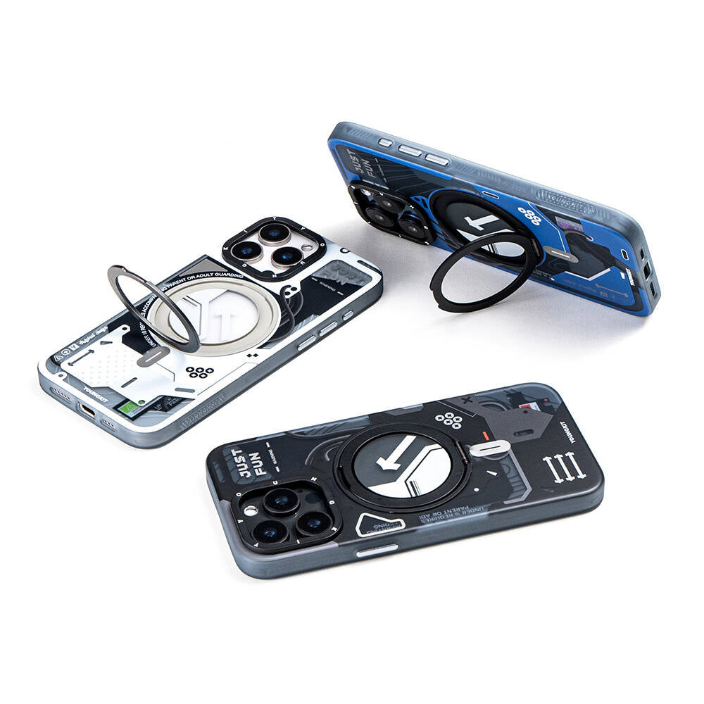 iPhone 16 Pro Max Kılıf M-safe Şarj Özellikli Youngkit 360° Standlı Starship Serisi Kılıf