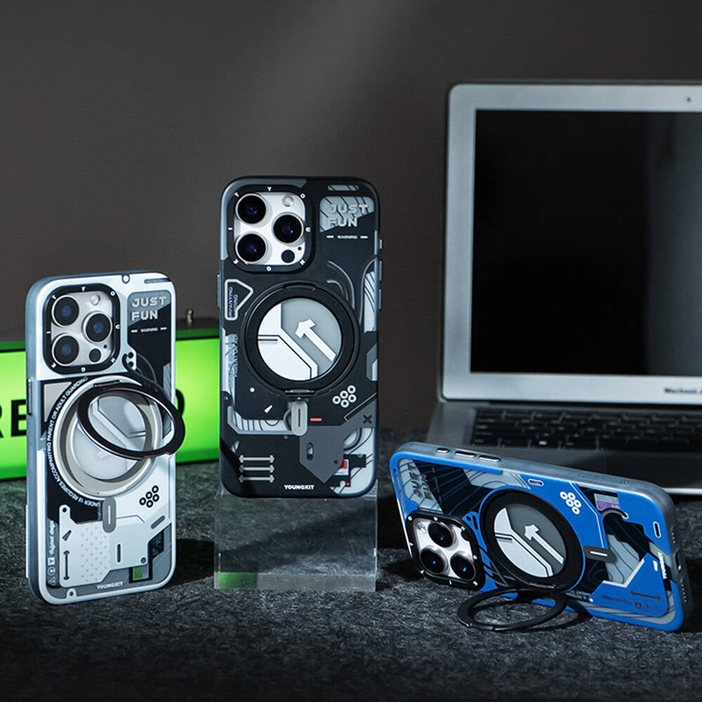 iPhone 16 Pro Max Kılıf M-safe Şarj Özellikli Youngkit 360° Standlı Starship Serisi Kılıf