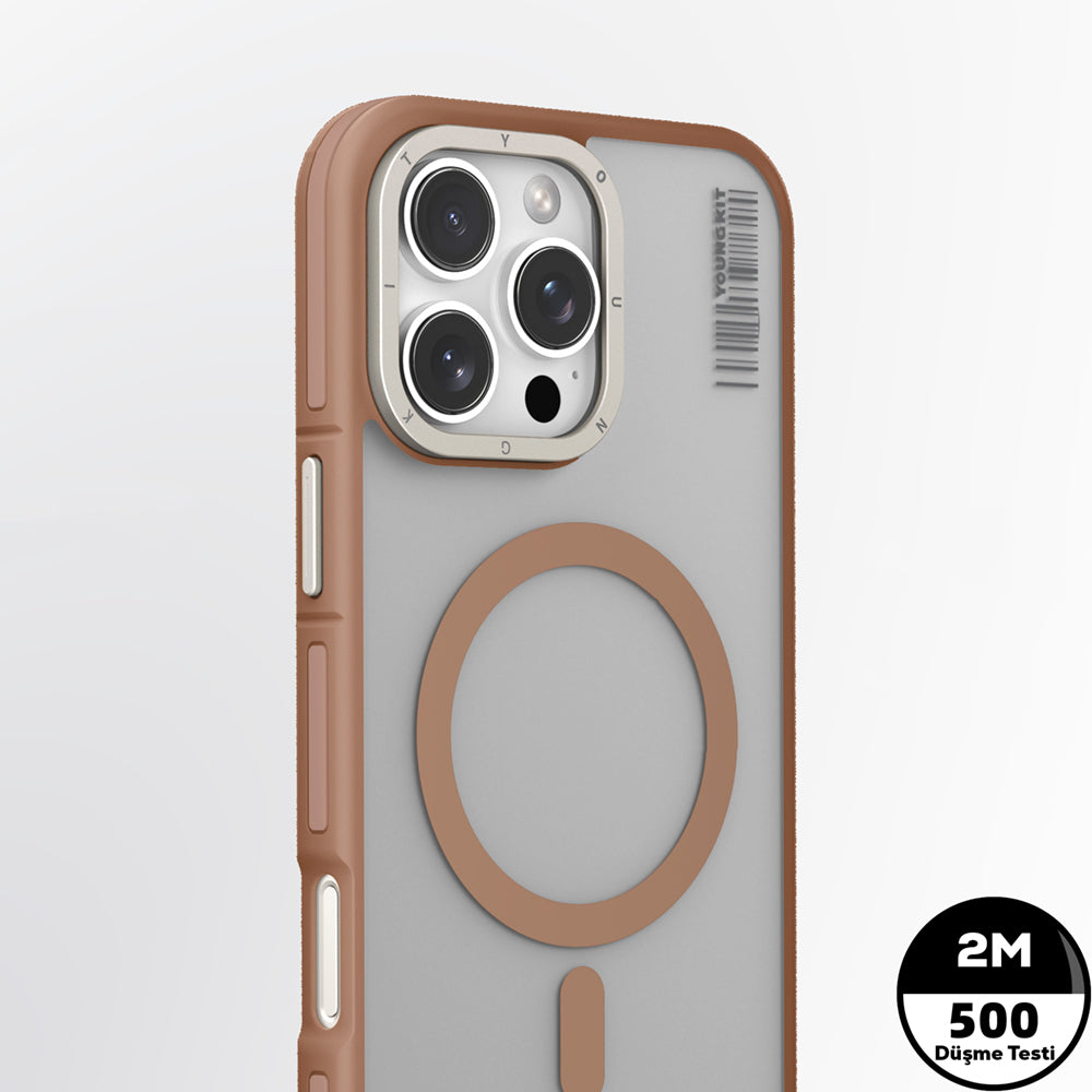 iPhone 16 Pro Max Kılıf M-safe Şarj Özellikli Youngkit Rock Sand Serisi Kılıf