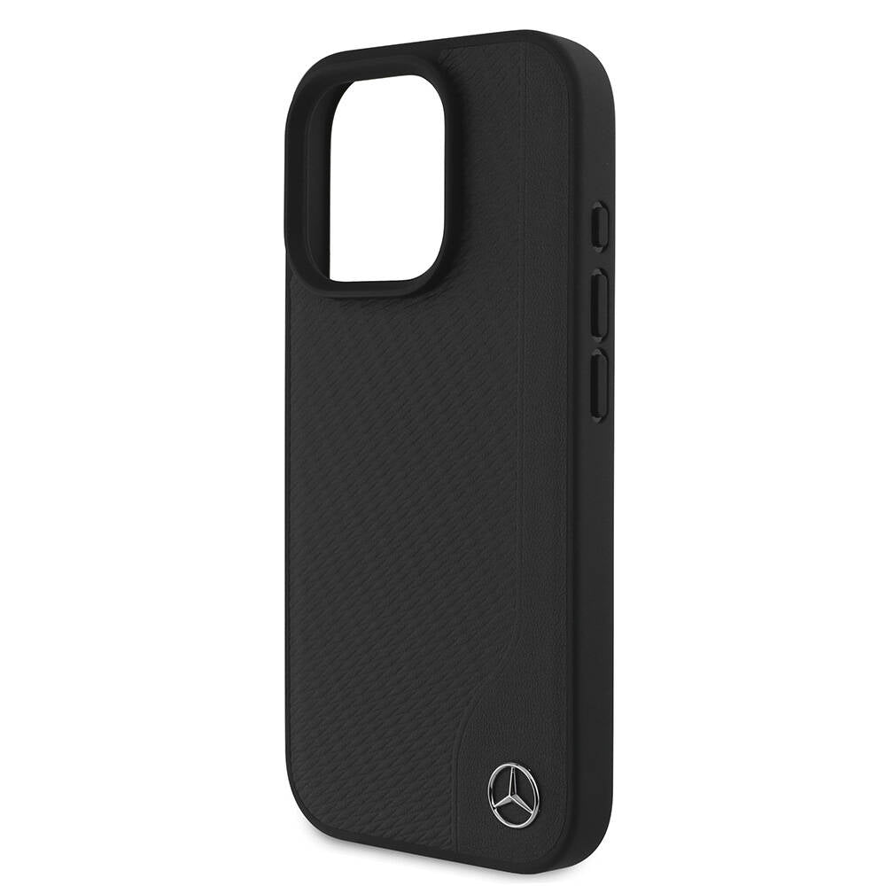 iPhone 16 Pro Max Kılıf Mercedes Benz Orijinal Lisanslı M-safe Şarj Özellikli 3D Metal Logolu Wood Imitation Deri Kılıf