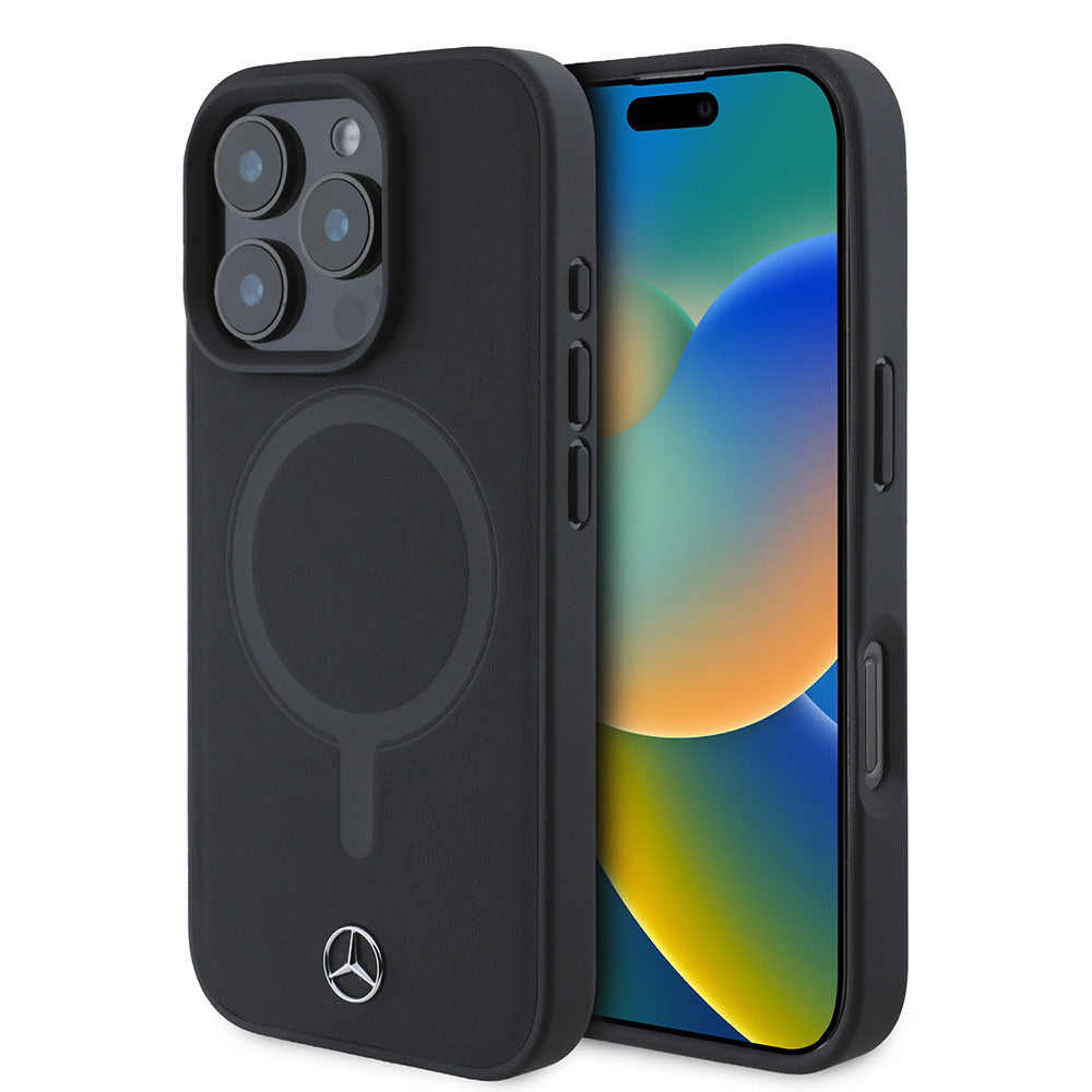 iPhone 16 Pro Max Kılıf Mercedes Benz M-safe Şarj Özellikli Yumuşak Deri Orijinal Lisanslı Kılıf