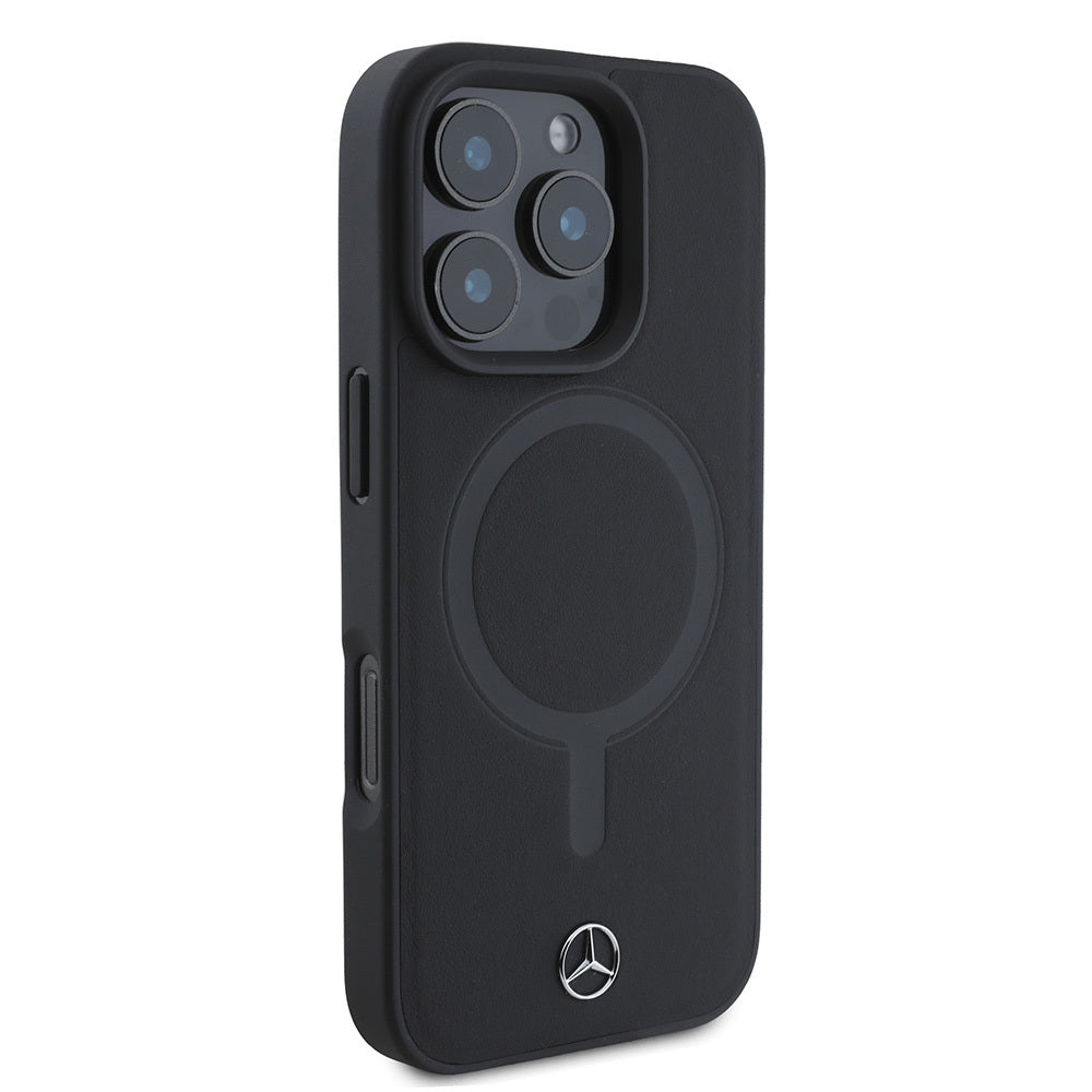 iPhone 16 Pro Max Kılıf Mercedes Benz M-safe Şarj Özellikli Yumuşak Deri Orijinal Lisanslı Kılıf